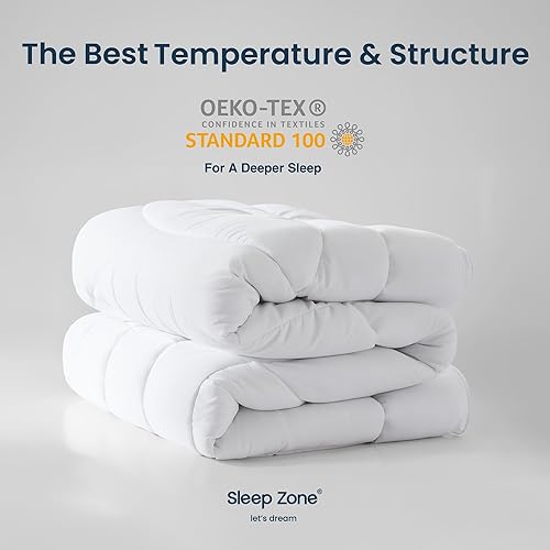 Miniatura 8 de SLEEP ZONE - Juego de edredón reversible y refrescante tamaño King, relleno alternativo suave, transpirable y cálido para todo el año, color blanco