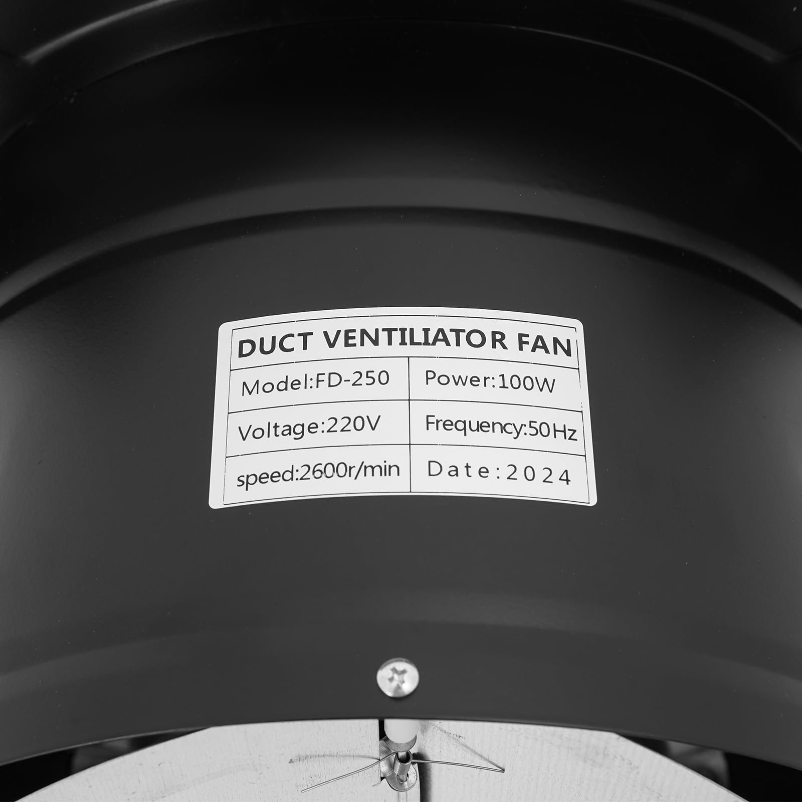 Wentylator wyciągowy, Ø 250 mm, cichy, 2600 obr./min, z klapą zwrotną, wydajny metalowy wentylator ścienny do kuchni, łazienki, garażu, piwnicy, wentylator rurowy, wentylator ścienny, wentylacja