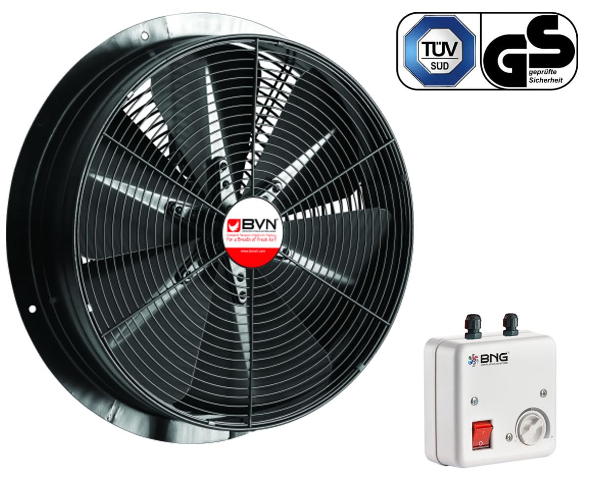 Axial Industrie Ventilator Gebläse Lüfter für Zuluft & Abluft – Wand- und Fenstermontage – Modell BSM – Leistungsstarker Rohrventilator für Werkstatt, Lagerhalle, Garage, Bad & Gewerbe (550)
