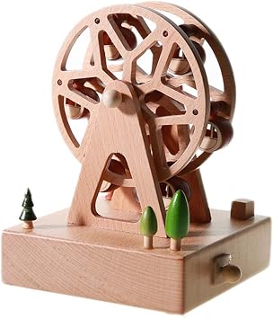 Innovation Scenario Wooden Musical Box, Premium Creative Hand Crank Wooden Crafts Music Box Best Gift and Decorations Idea for Birthday, Christmas - Ferris Wheel