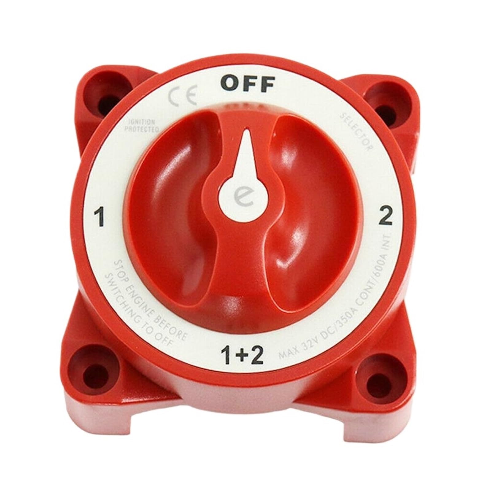 CHMIFTNX Boat 4 Position 32V 350 Amp Vehicles Ignition Protected Dual Battery Isolator Waterproof Red Square Switches