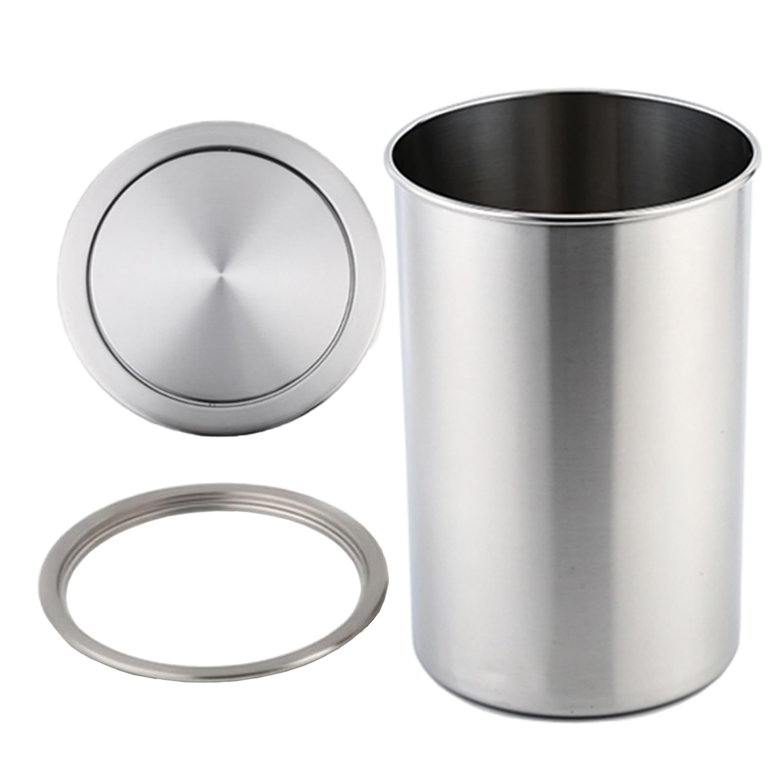 Built-In Stainless Steel Trash Can, Kitchen Countertop Garbage Can With Lid, Drop-In Waste Basket, Round Cabinet Embedded Trash Bin For Home Hotel,29Cm-430 Stainless Steel,39Cm-430 Stainless Steel