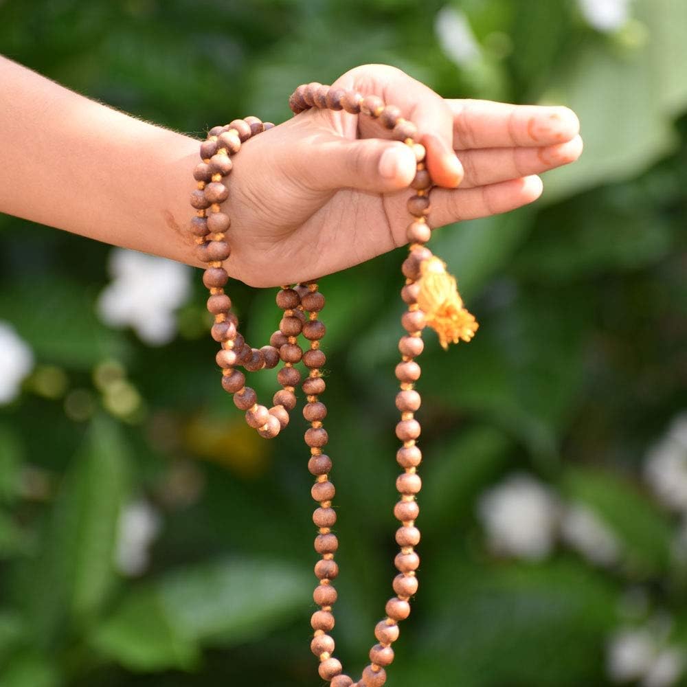 Sandalwood Scented Jaap mala 108+1 Beads Meditation Prayer Japa Mala Beads + Superior Grade Tulsi Wood