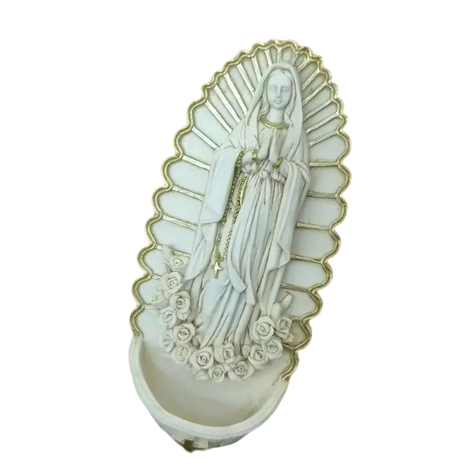Resins Figurine Holy Water Font Wall Hanging Sculpture Pool Pendant for Religious Home Decors Catholic Gift Religious Water Font