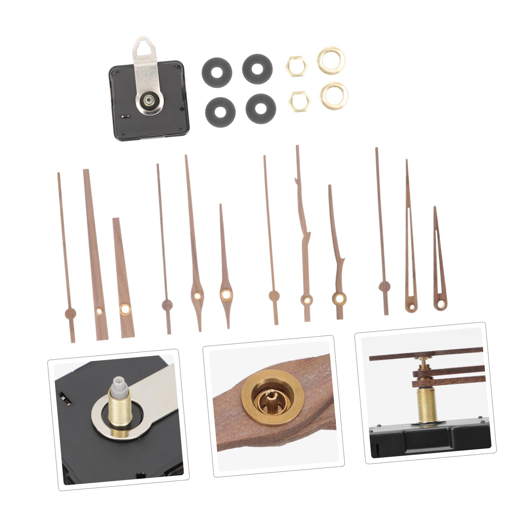 DOITOOL 2 Sätze Uhrzeigerabdeckung Uhrzeiger Und Motorsatz Hände Reparatur Bausätze Mechanismus Taktbewegungs -kit Wanduhr Wanduhrwerk Ersatz Teile Uhr-kit Hellbraun Hölzern