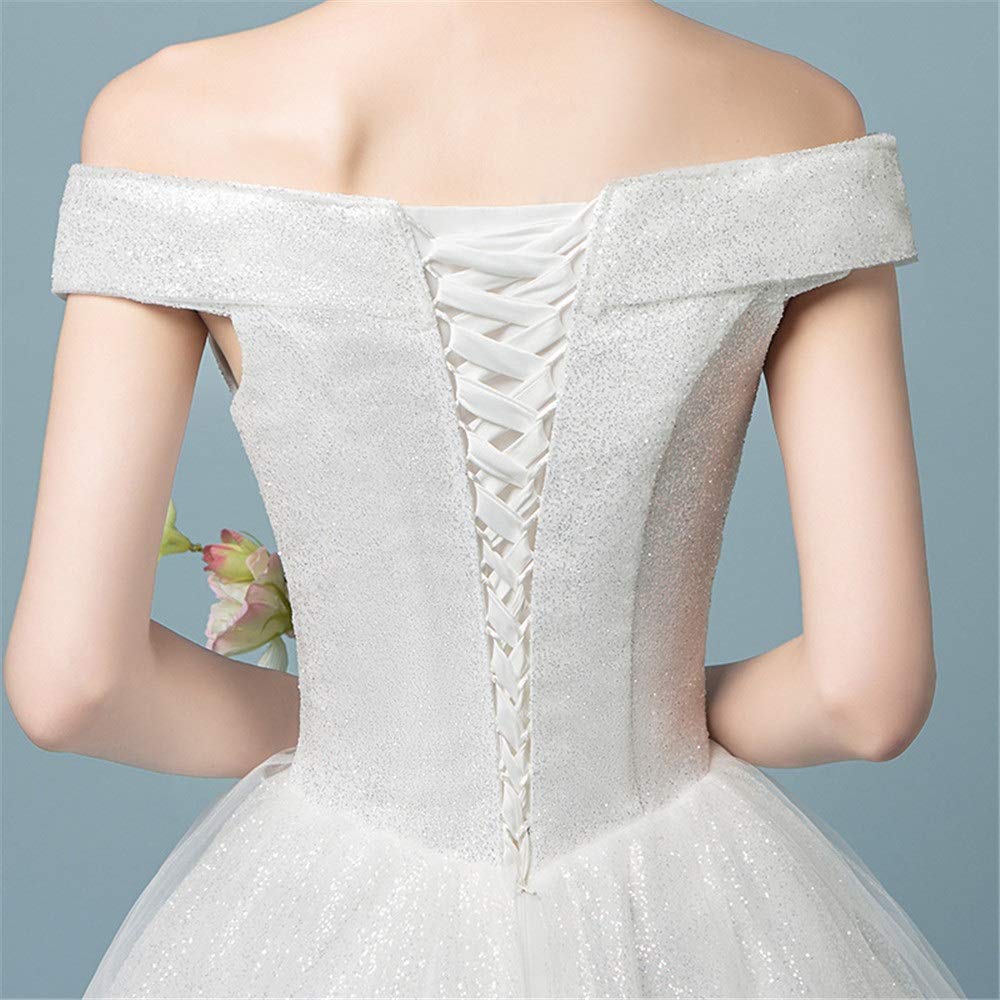 Vestidos de Baile con Hombros Desnudos Y Cuello V Brillante para Mujeres Vestidos de un Quinto de Ellos Retro Vestidos de Trapeador, LNNLSS, Marfil, m