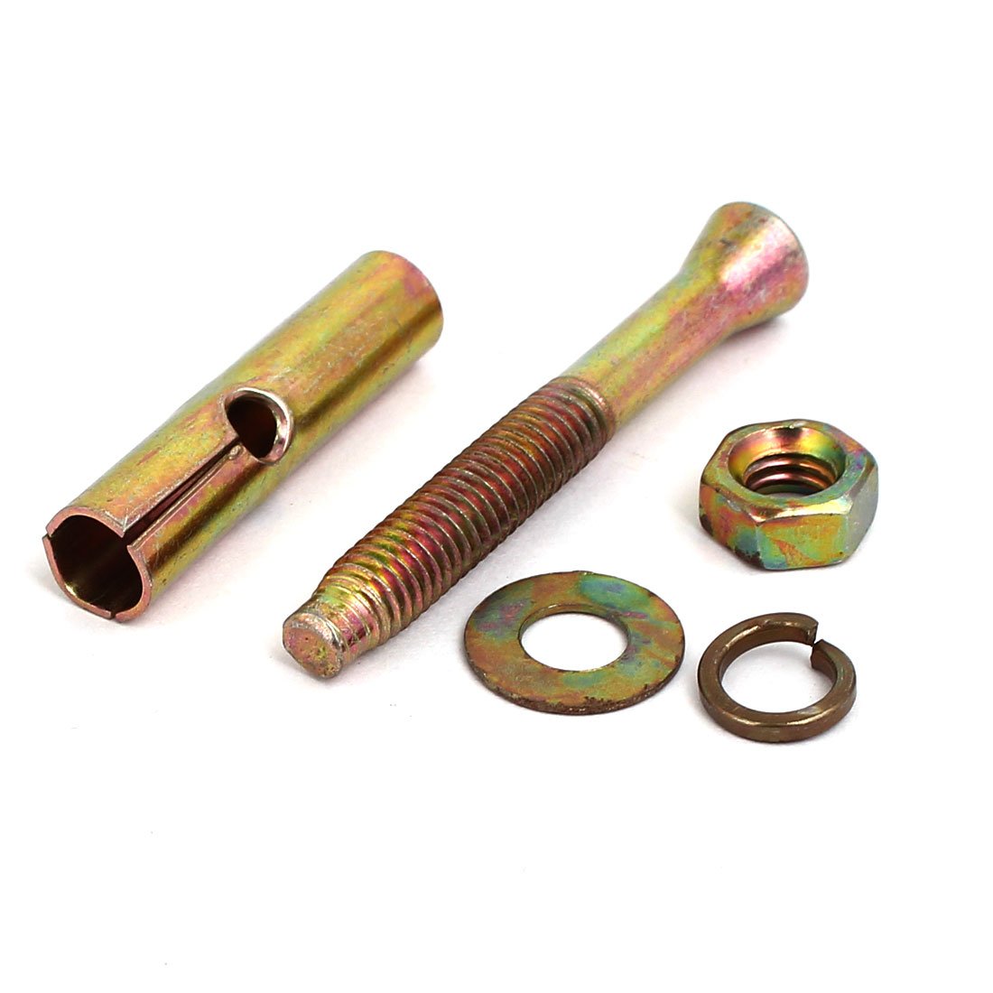 Aexit M6x50mm Zinc Fastener Plated Sleeve Anchor Expansion Bolt Bronze Tone 4pcs Model:89as23qo20