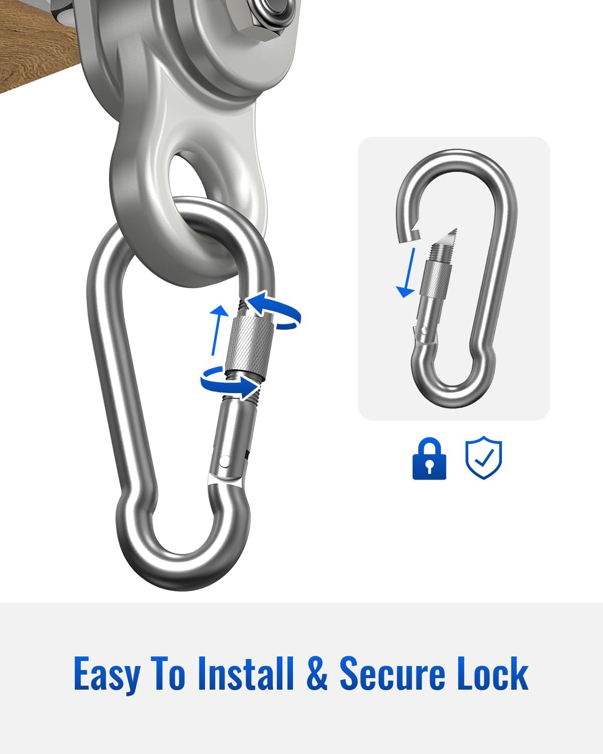 Heavy Duty Swing Hangers Hardware Included-Corrosion Resistant Alloy Steel 5000+ lb Capacity for Wooden Porch Swings,Aerial Yoga Chairs,Playgrounds,Trapeze&More-Indoor Outdoor-Set of 4,Silver