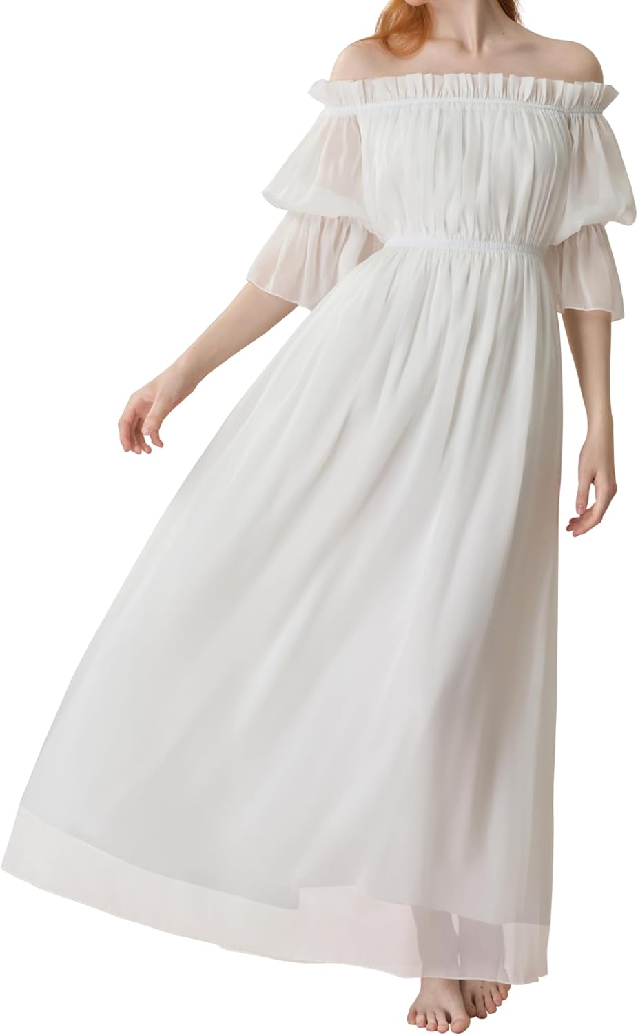 YESSA Renaissance Dress Women,Medieval Maxi Dress with Ruffles for Ren Faire, Cottagecore,Peasant Tops Irish Under Dress