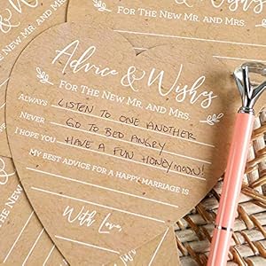 Kate Aspen Wedding Advice And Wishes For The Mr And Mrs Heart Shaped Cards Set of 50 Rustic Kraft Paper