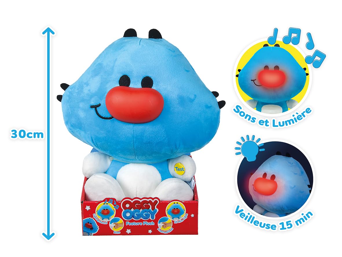 Oggy Oggy Plusz funkcyjny, ze światłem i dźwiękiem, 30 cm, pluszowa figurka od pierwszych miesięcy życia