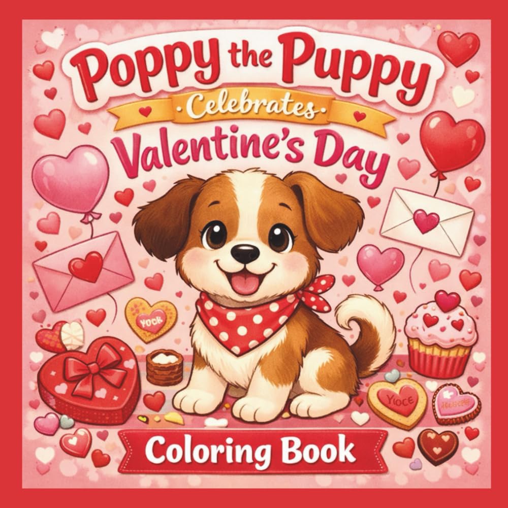 Poppy the Puppy Celebrates Valentine’s Day!: Coloring Book