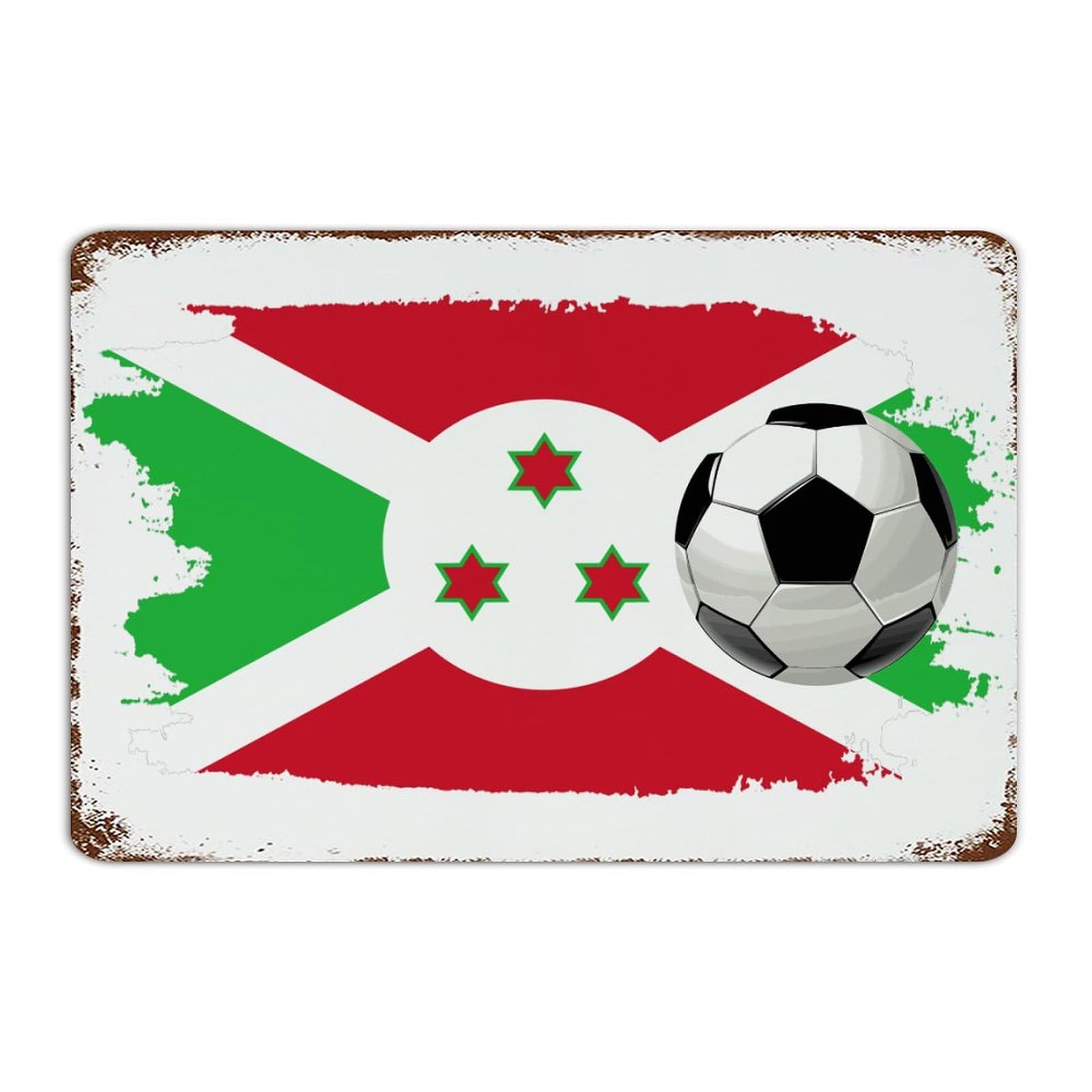 Plaque de foot Burundi en métal pour personnaliser un mur de chambre ou garage