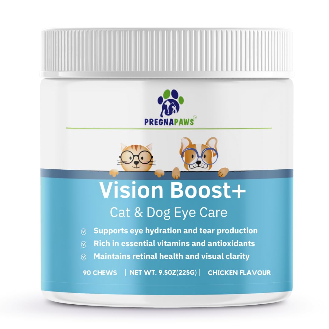 Dog Eye Supplement for Puppies, Dogs & Cats – Natural Eye Vitamins with Taurine, Goji Berry & Chrysanthemum – Supplement for Healthy Eyes – 90 Soft