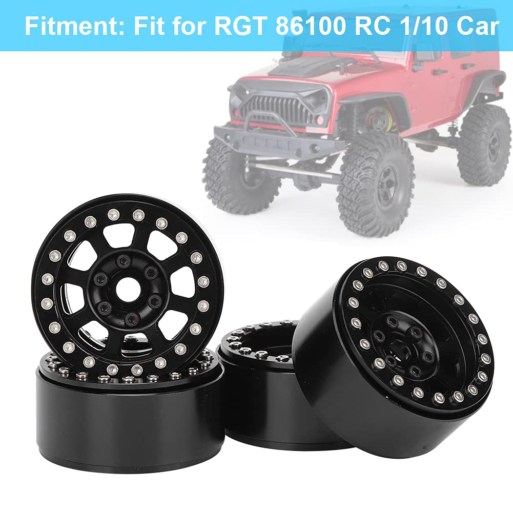 4 unids/set llanta de rueda accesorio de actualización de metal apto para coche RGT 86100 1/10 RC (Black R86083BL)