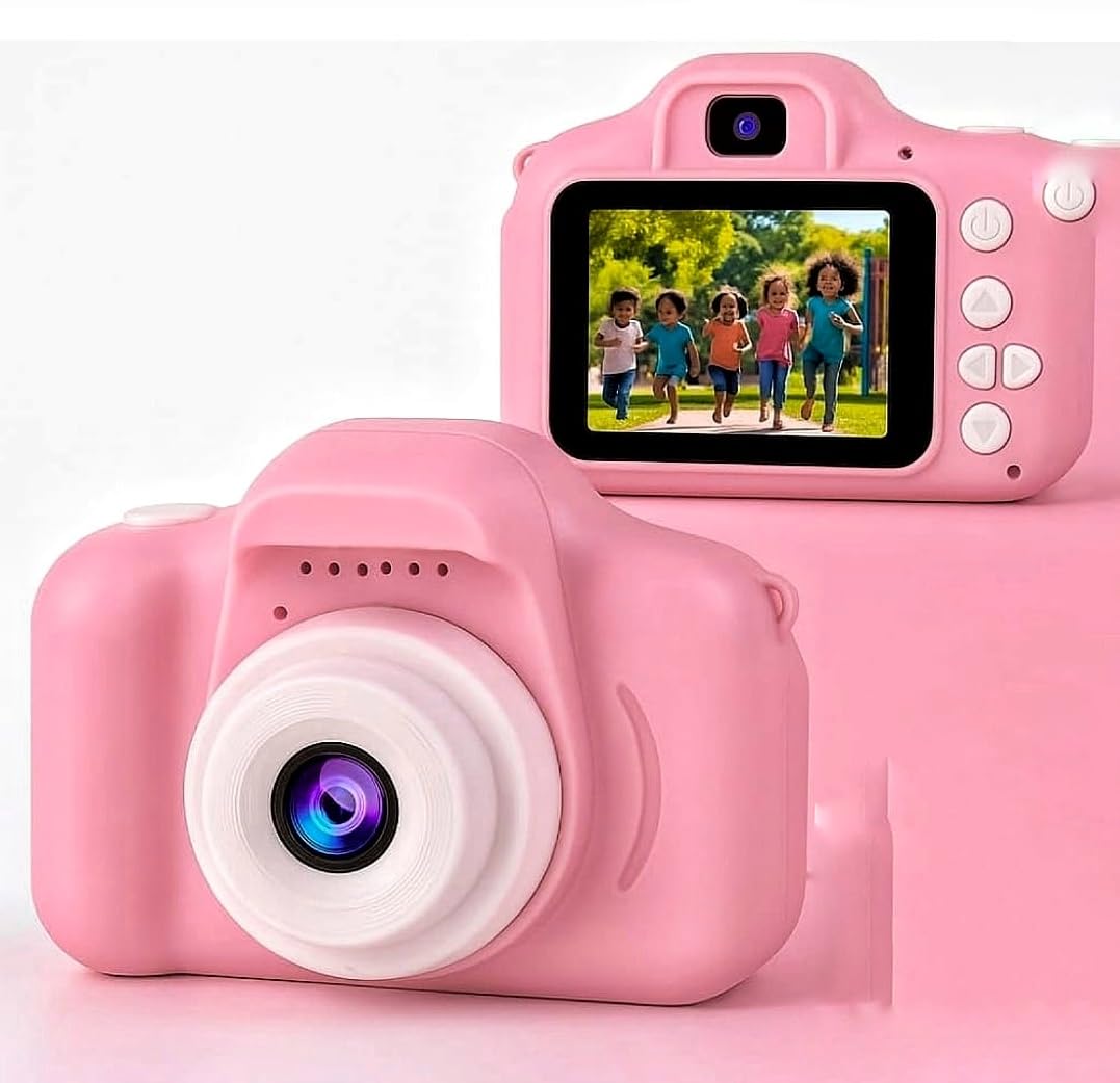 Kids Digital Camera, Pink Mini Children's Camera with 2 Inch LCD Display, USB Rechargeable Photography Toy for Learning and Play, Gifts for Kids (Pink)-image-1