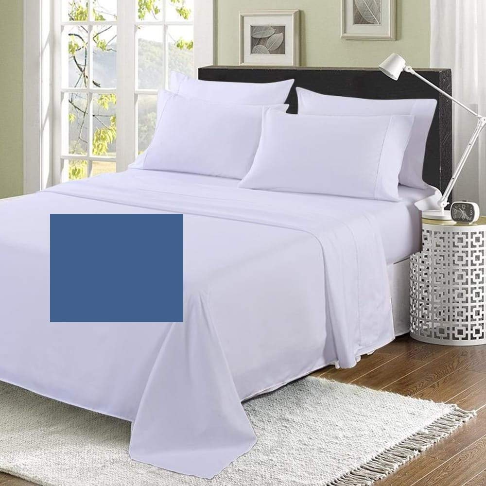 Bedtime Comforts Ltd Denim Blue Emperor Flat Sheet (120" X 112") Over 20 Colours 300 Thread Count (Denim Blue)