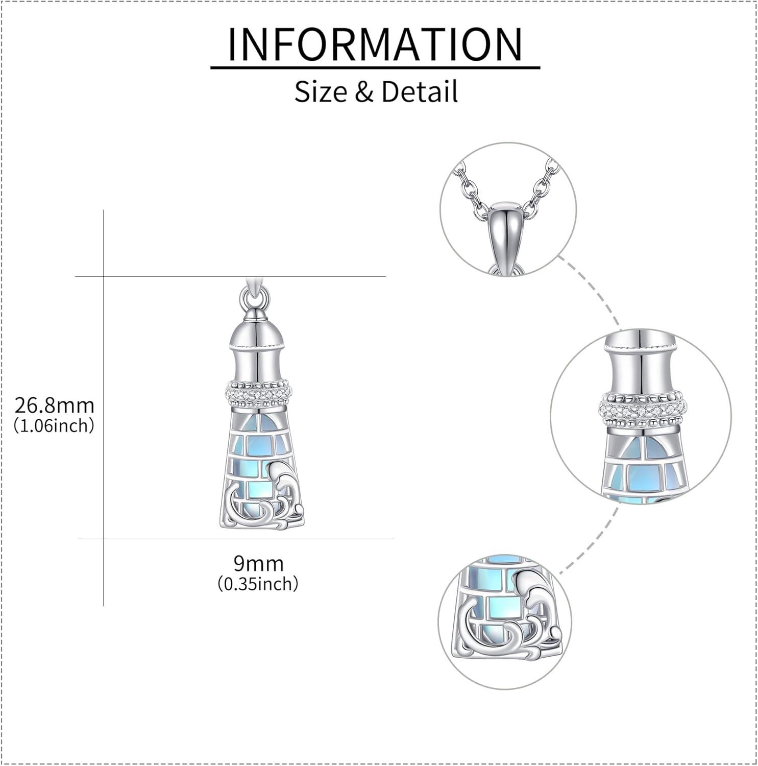 Lighthouse Necklace 925 Sterling Silver Lighthouse Moonstone Pendant Lighthouse Jewelry Gift for Women - Image 5