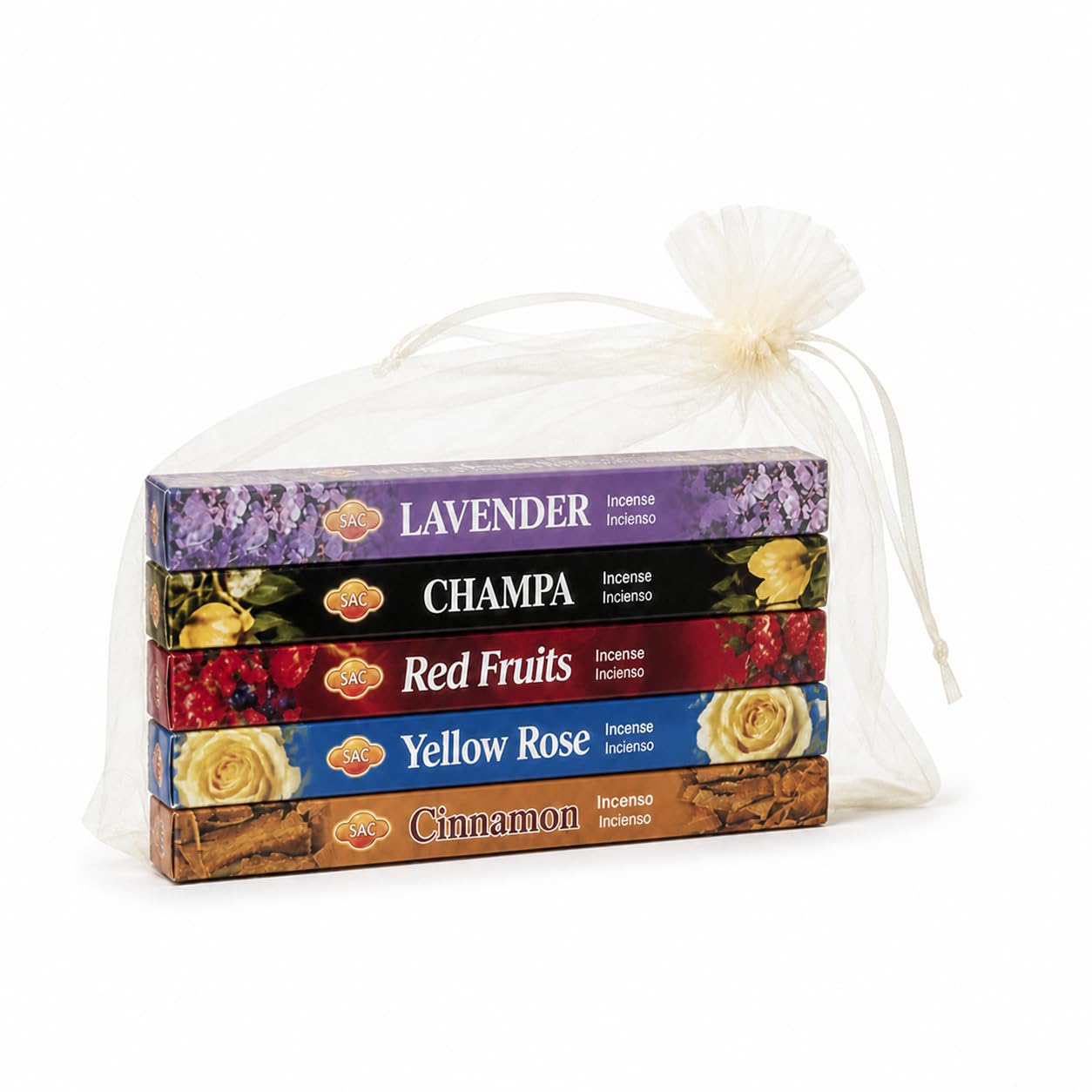 Set de Incienso Natural Surtido con 5 Aromas y 100 Varillas, Incienso aromático para Relajación, Meditación y Yoga, Pack Regalo con Bolsa y QR, Hecho en la India con descuento