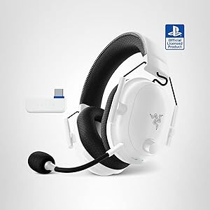 Razer BlackShark V2 Pro Wireless PlayStation Gaming Headset: 50mm Drivers - Super Wideband Mic - Noise Isolating Earcups - For PS5, Nintendo Switch 2, PC, Mac - Bluetooth, USB-C - 70hr Battery - White