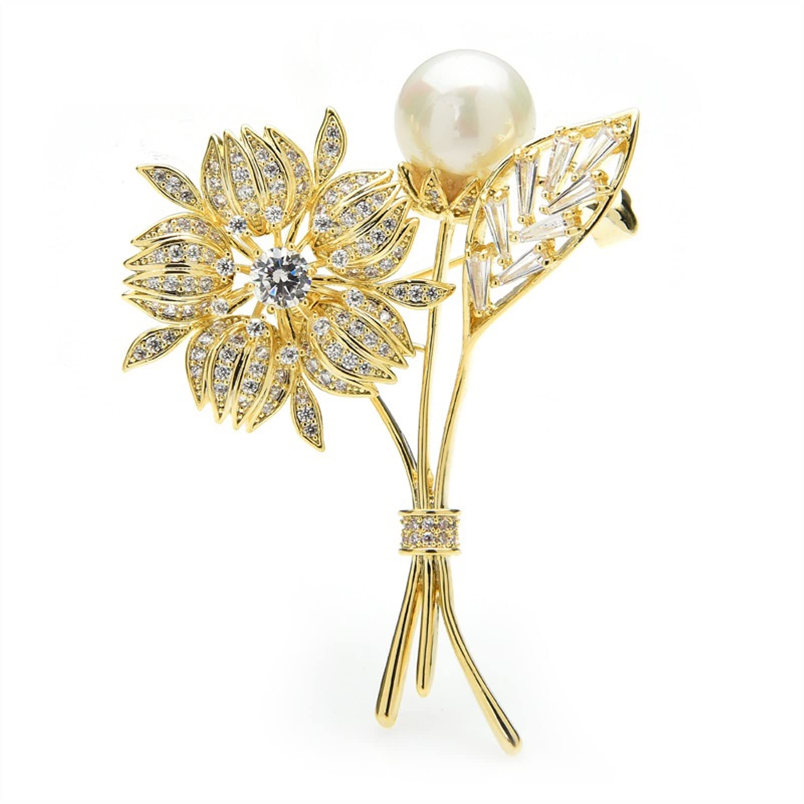 Damen-Brosche, Damenmode-Accessoires, Damen-Elegante Funkelnde Kristall-Frühlingsblumen-Brosche, Hochzeitsfeier-Brosche, blumenförmige Brosche, modische Broschen (Metallfarbe: Silber)