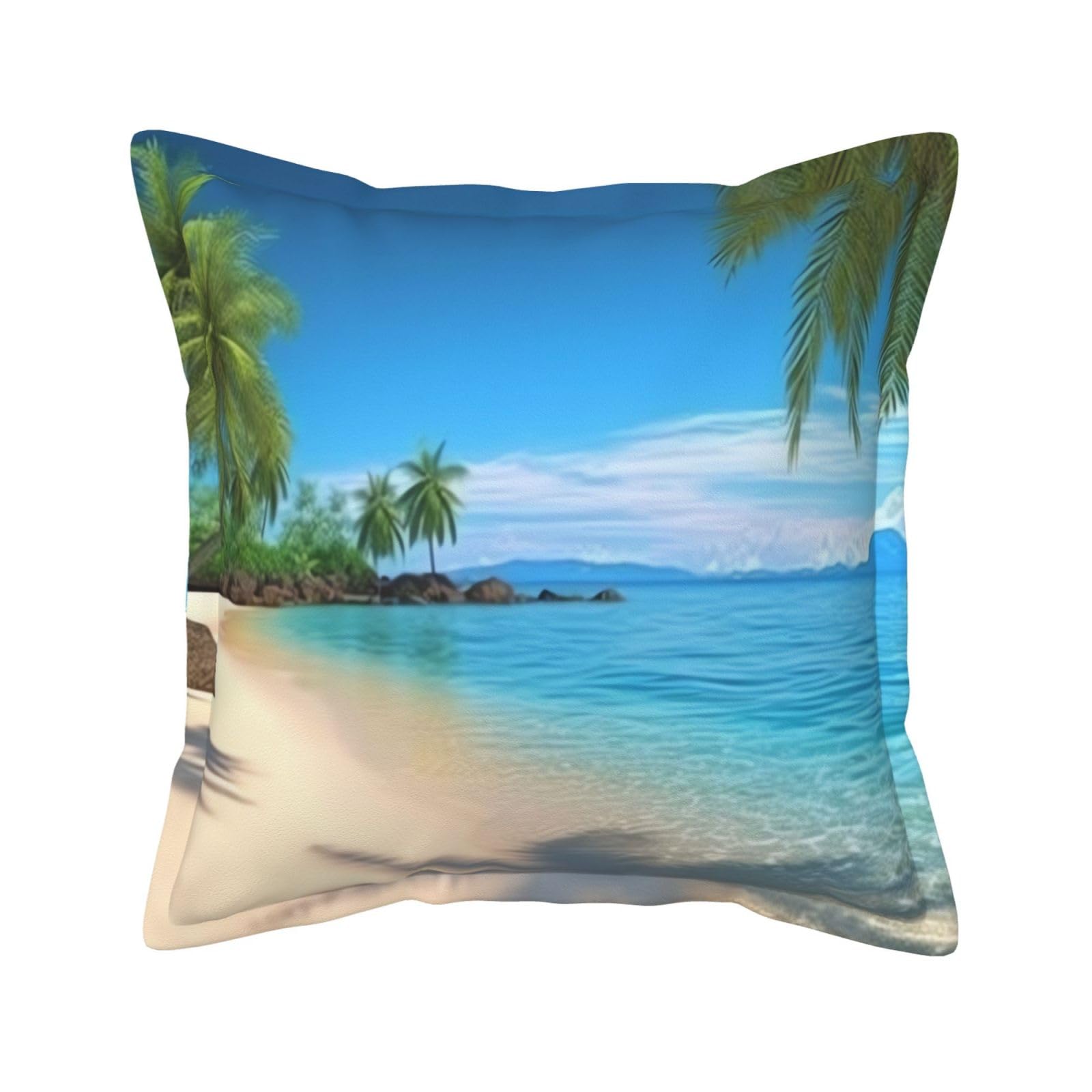 Housse de coussin en cuir palmiers hawaïens en cuir durable et résistant