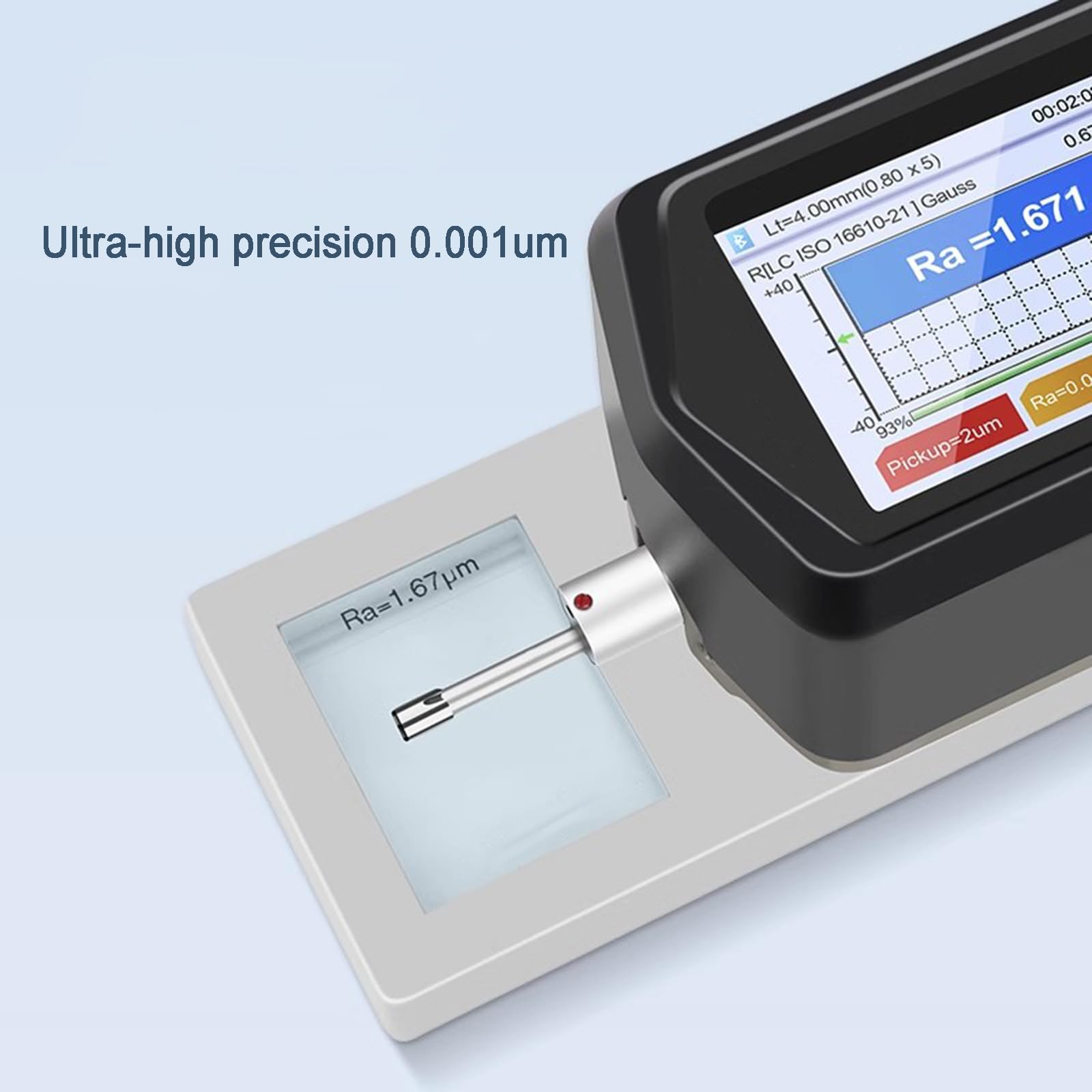 Rugosímetro Digital Portátil con Reloj En Tiempo Real, Pantalla LCD, Medición De 12 Parámetros, Precisión De 0,001 Μm, Capacidad De Almacenamiento De 100 Conju