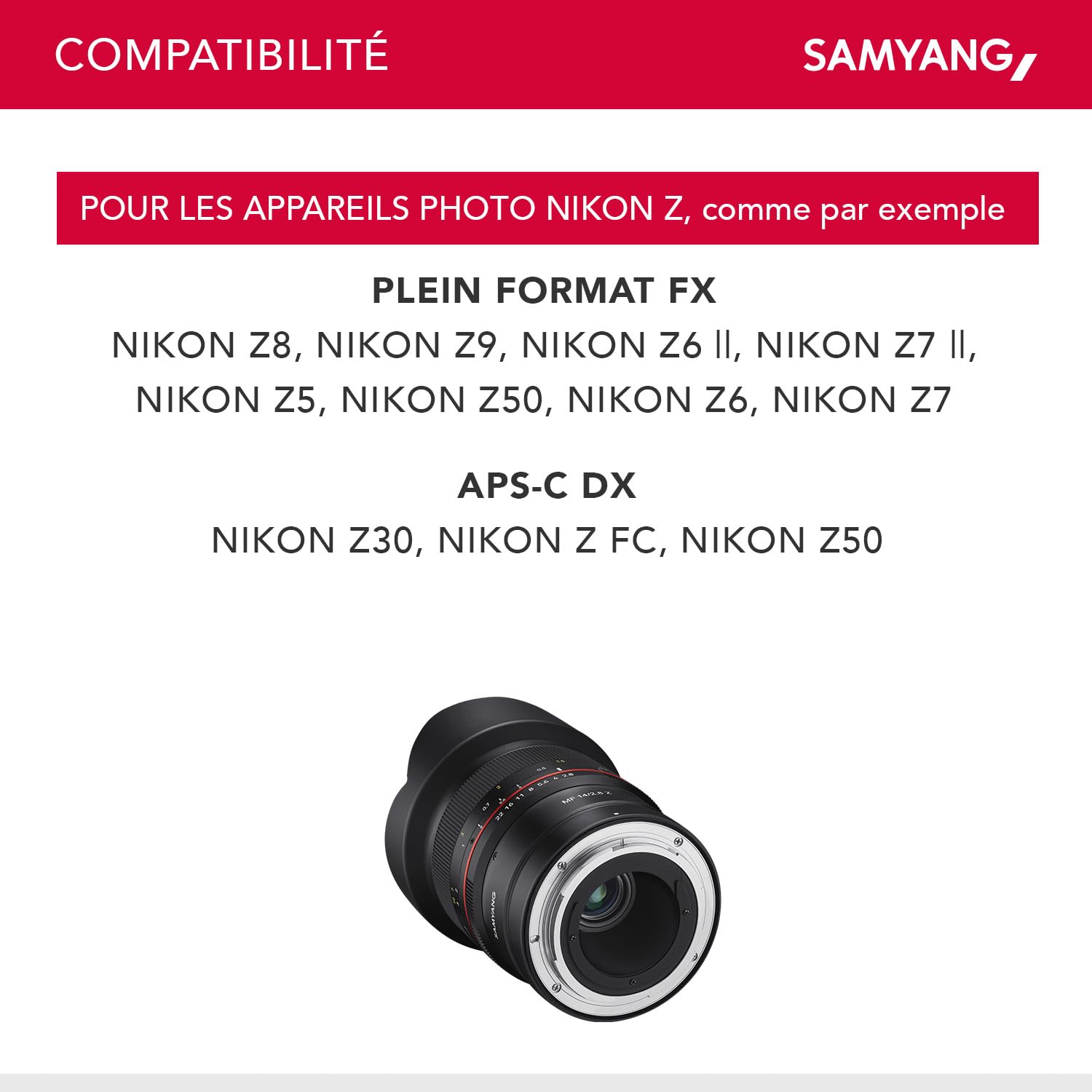 Samyang MF 14mm F2.8 Z Nikon Z - objectif ultra grand angle manuel, focale fixe 14 mm pour appareils photo Nikon série Z et Nikon F, plein format, APS-C