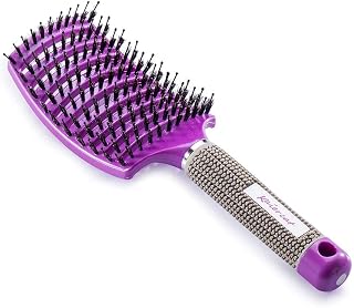 Kaiercat® Boar Bristle Brush-Best at Detangling Thick Hair Vented For Faster Drying-100% Natural Boar Bristles for Hair Oil Distribution (Purple)