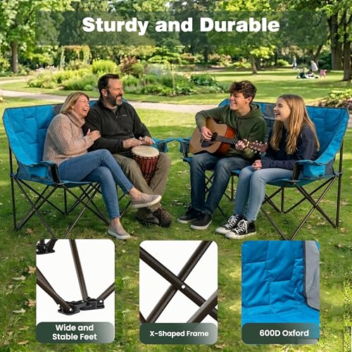 Image of SUNNYFEEL Folding Double Camping Chair Oversized Loveseat for Adults