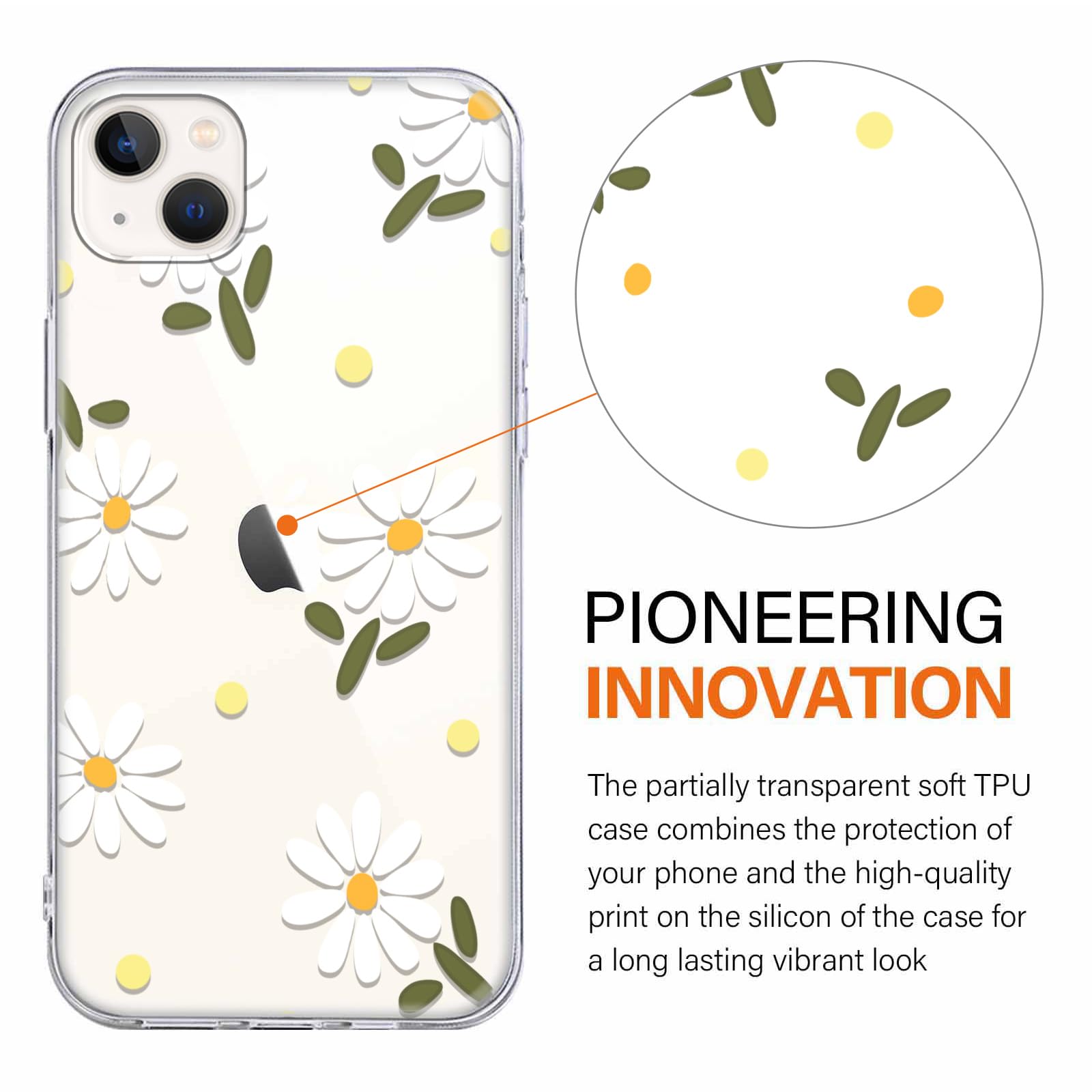 Yoedge 2 × Cover per iPhone 13 Mini 5,4" - Custodia Fiori Fiore per Telefono in Trasparente con Aesthetic Motivi Design, Custodie per Cellulare in Silicone per iPhone 13 Mini Case Ragazza Donne - Vista 2