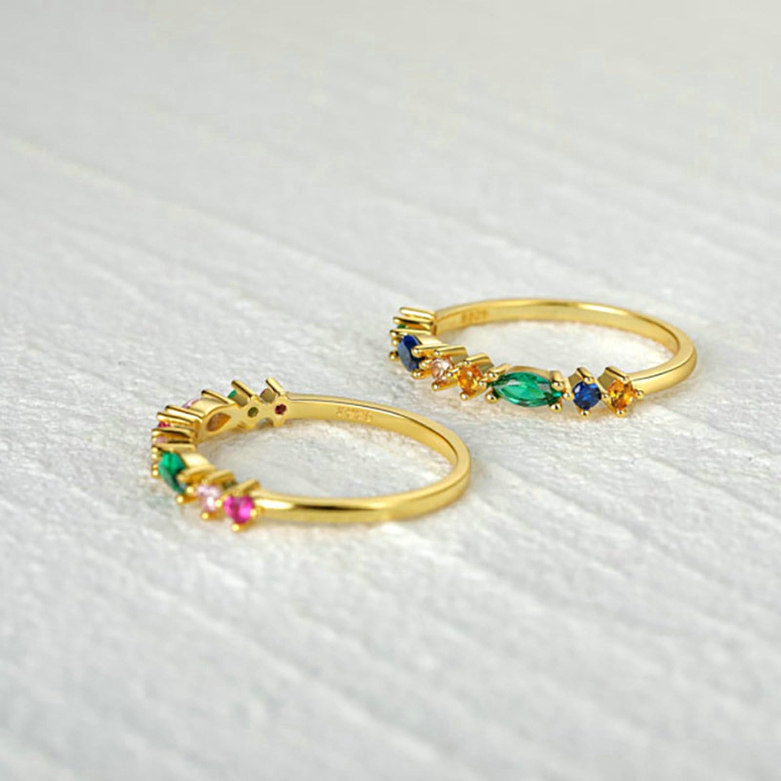 Anello in zaffiro da donna, in oro giallo 14 carati, sottile con zaffiro colorato, anniversario, fede nuziale, misura U 1/2