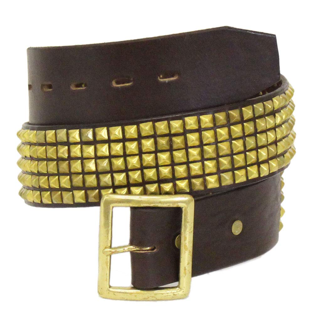 Amazon | [エイチティーシー] 14 5row Pyramid Brass Studs Belt(5連