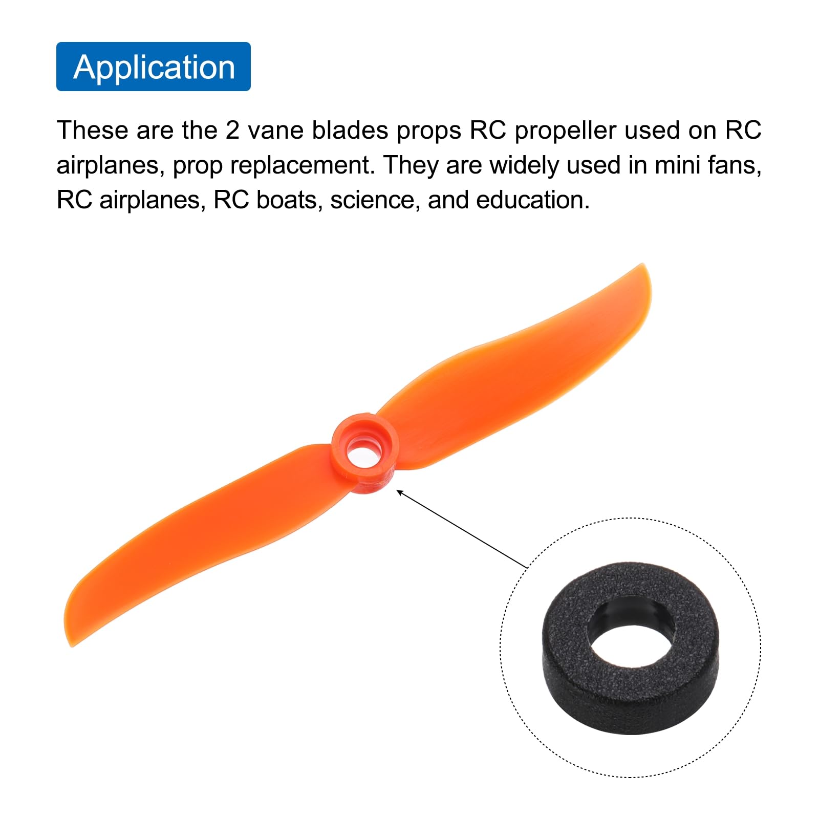 QUARKZMAN 20Pcs 5030 RC Hélices d'avion RC 2 Pales 12.7cm Diamètre Hélices de Drone Plastique pour Remplacement d'Hélice de Quadricoptère d'avion RC, Orange avec 9 Rondelles en Plastique