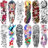 Aresvns Temporary Tattoo Flowers for Women(L19“xW7”),Beautiful Sleeve Tattoos Waterproof and Long-Lasting, Full Arm Fake Tattoos Christmas Gift,for BBQ Pool Beach Party