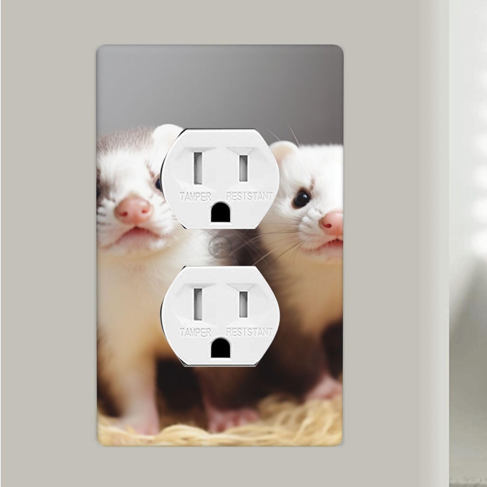 Ferrets Duplex Receptacle Outlet Covers, 1-Gang Standard Size Wall Plates Unbreakable Polycarbonate Electrical Switchplate Cover Faceplate For Bathroom Kitchen Decor