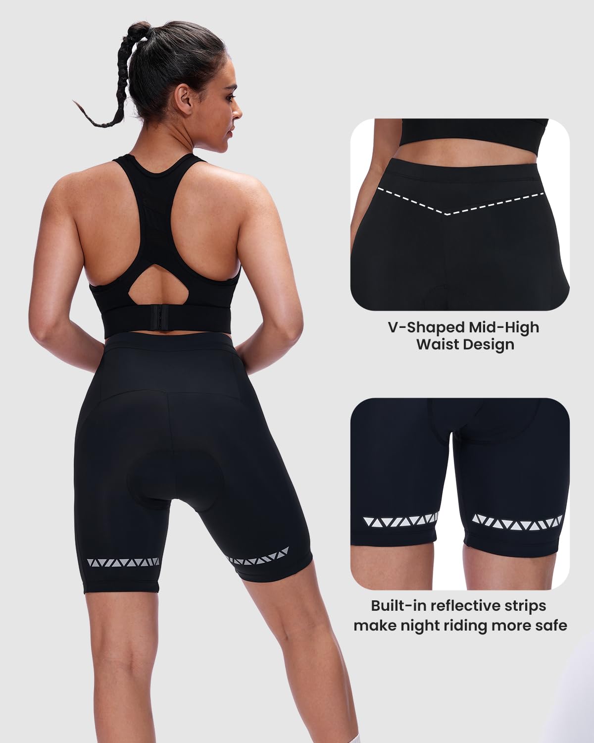 Sportneer Pantaloncini da Ciclismo da Donna, Imbottiti, ad Asciugatura Rapida, Elasticizzati, con Imbottitura 4D, Pantaloncini Sportivi Corti da Donna, con Imbottitura più Ampia e densa