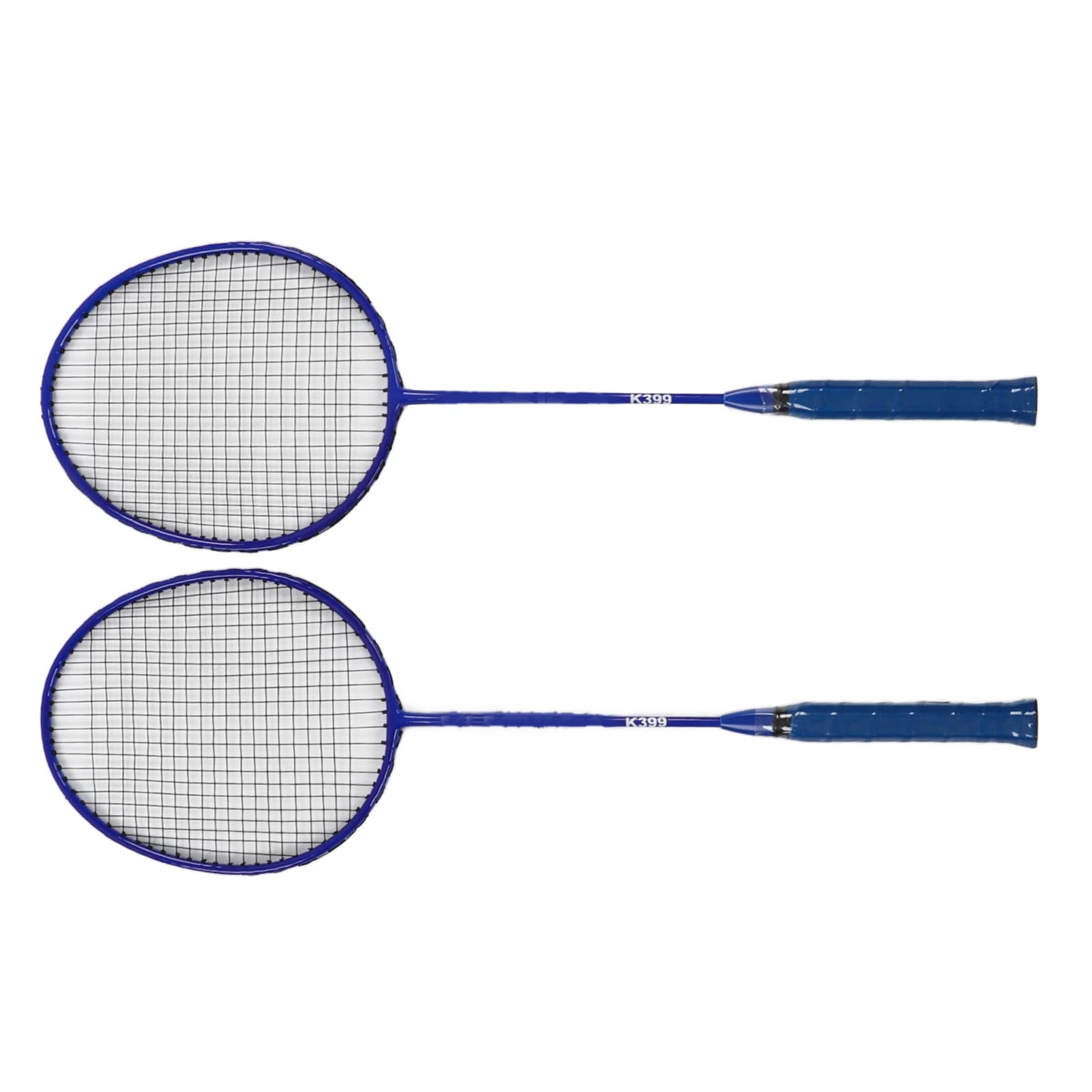 Ensemble de Raquettes de Badminton en Alliage de Fer Léger et Confortable pour L'entraînement des Débutants Bleu 2 Pièces