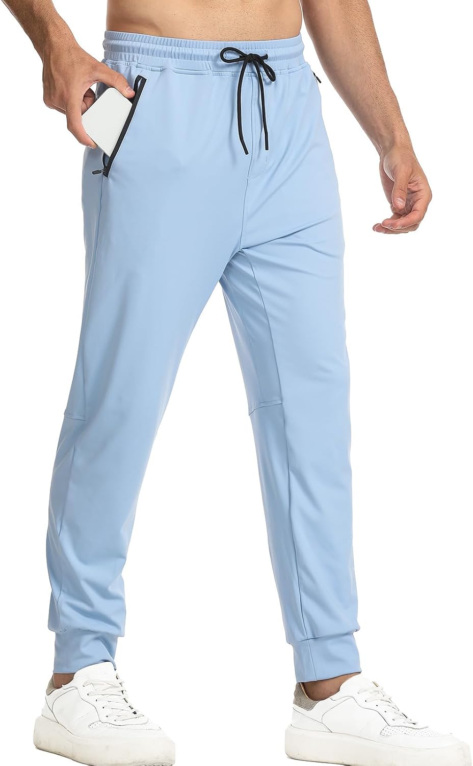 Surenow Men's Running Sweatpants Tapered Joggers for Men with Zipper Pocket | Breathable, Lightweight ，Quick Dry，Drawstring， Tapered Joggers，Athletic，Workout, Jogging, Running Pants with Zipper Pockets
