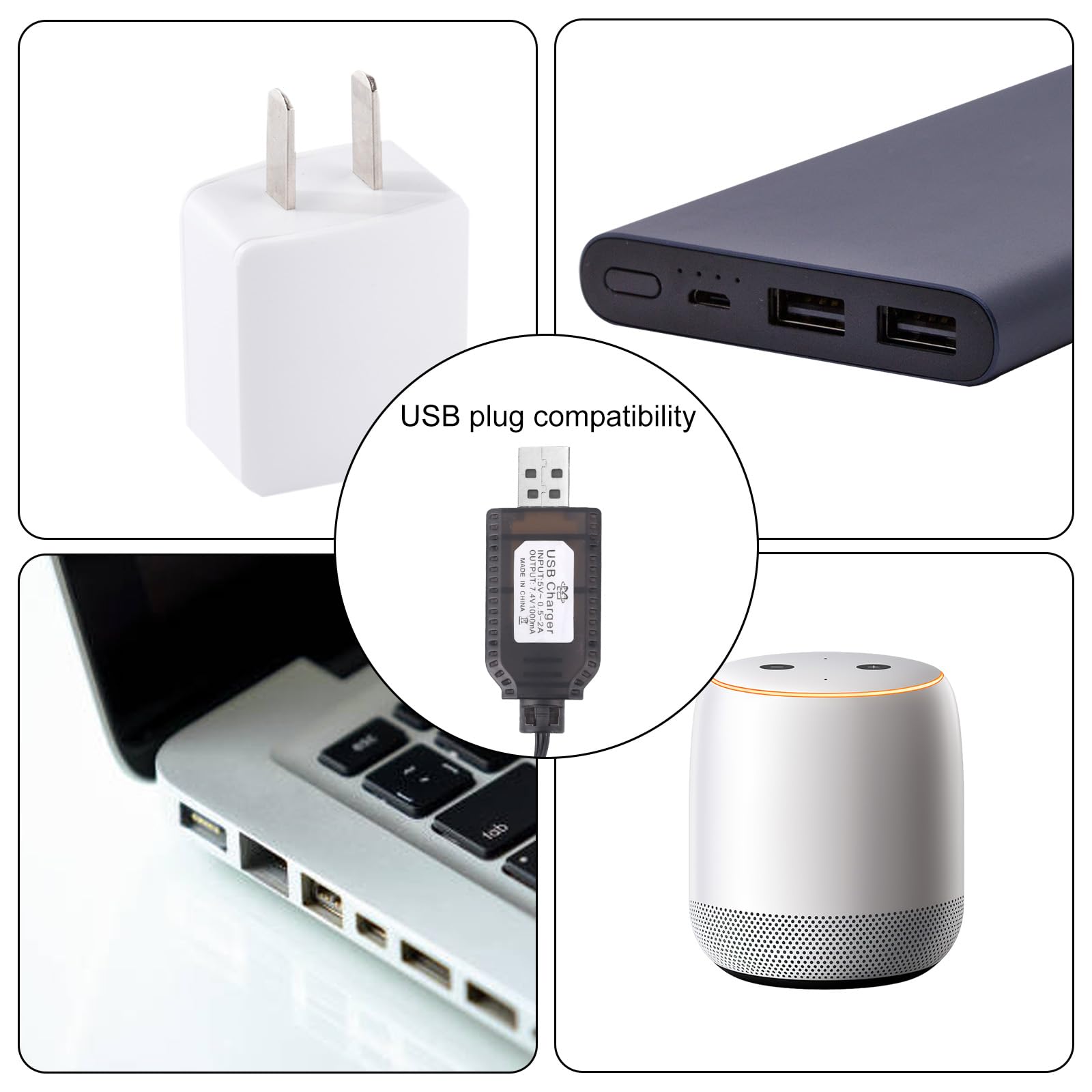 2pz 7.4V SM-3P USB Caricatore Cavo Ricambio, 2S Li-ion Batteria Caricatore Spinotto 3 Pin per Automobile Telecomando/Aereo/Carro Armato/Barca/Altri Dispositivi Caricamento Veloce Protezione - 5