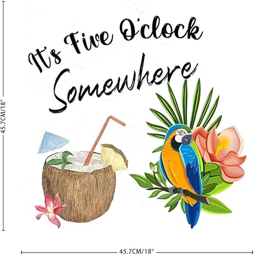 Miniatura 2 de Calcomanías de pared con letras It's 5 O'Clock Somewhere Divertidas calcomanías de pared de coco de fruta tropical, calcomanías murales de vinilo