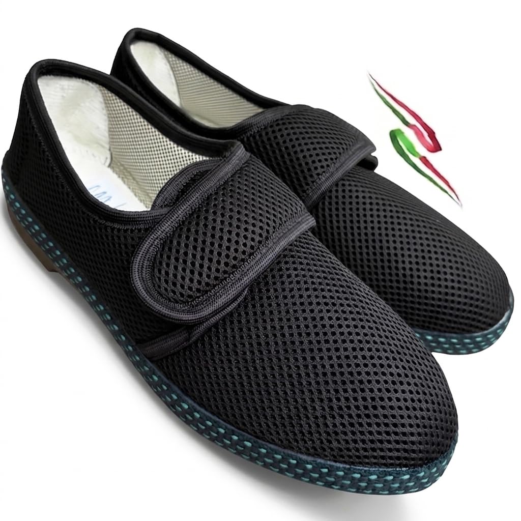 Benessere Pantuflas para hombre de verano, frescas y ligeras, zapatillas de lona de nido de abeja Pinarella SPRIT5 con desgarro Made in Italy