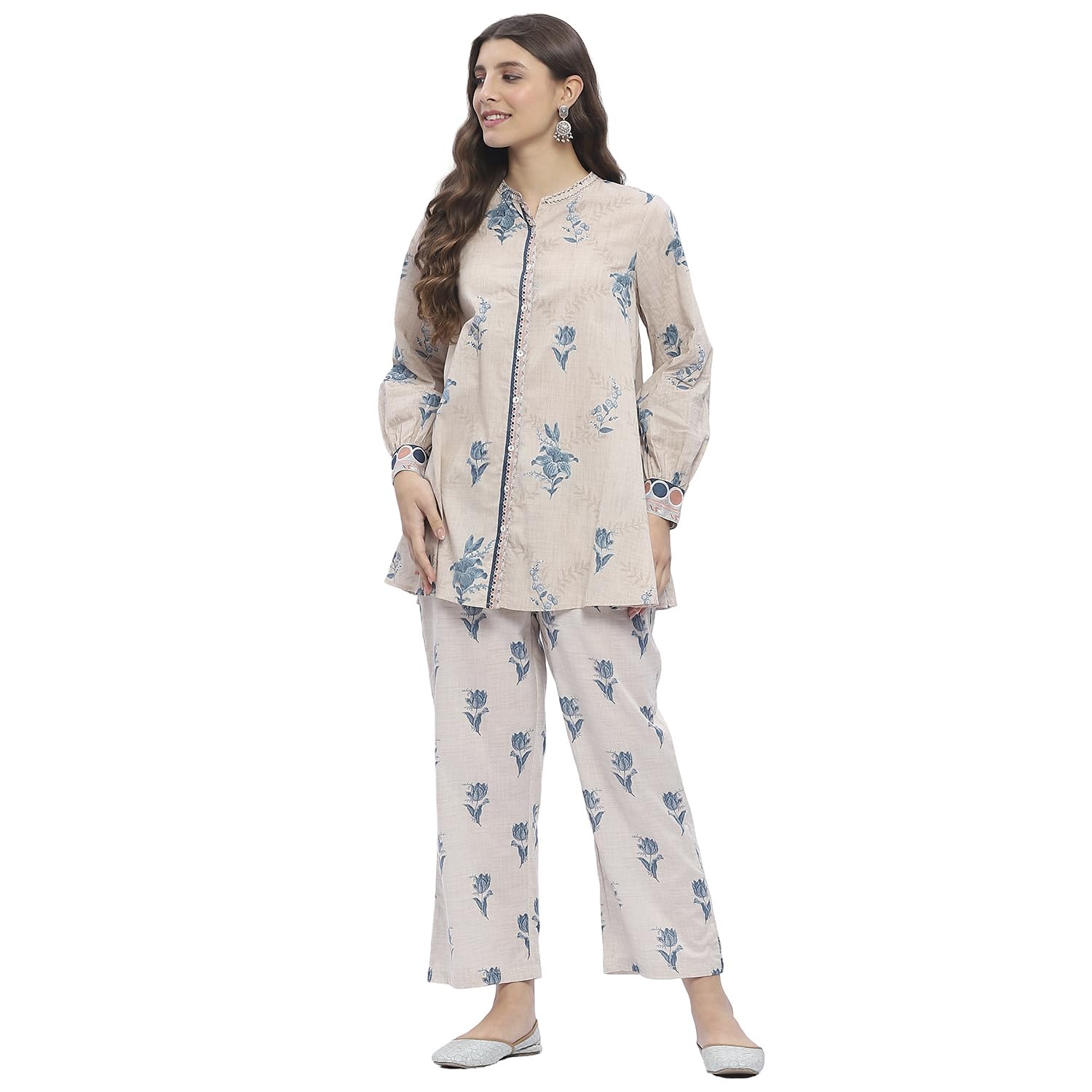 biba Women Pure Cotton Shirt-Style A-Line Short Kurta-picture-14
