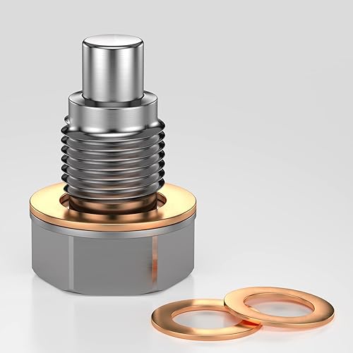 Miniatura 9 de Tapón de drenaje de aceite M14 x 0.059 pulgadas, tapón de drenaje magnético de sumidero, tapón de drenaje de acero inoxidable para Ford Honda,
