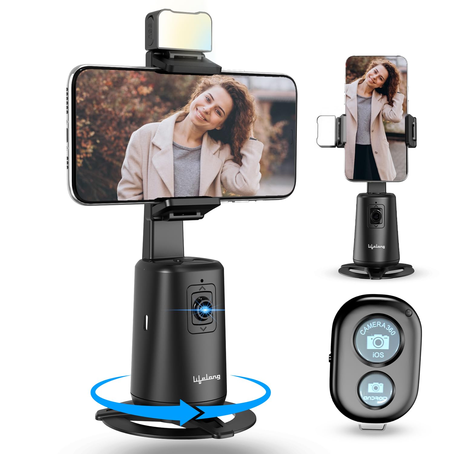 Lifelong AI Auto Face Tracking Tripod | 360° Rotation Mobile Stand for Video Recording | Rechargeable Phone Holder Camera Stand for Shooting | No App Needed | Gimbal with Light, Remote & Gesture Ctrl (B0DFWQ1F7P) Amazon Price History, Amazon Price Tracker