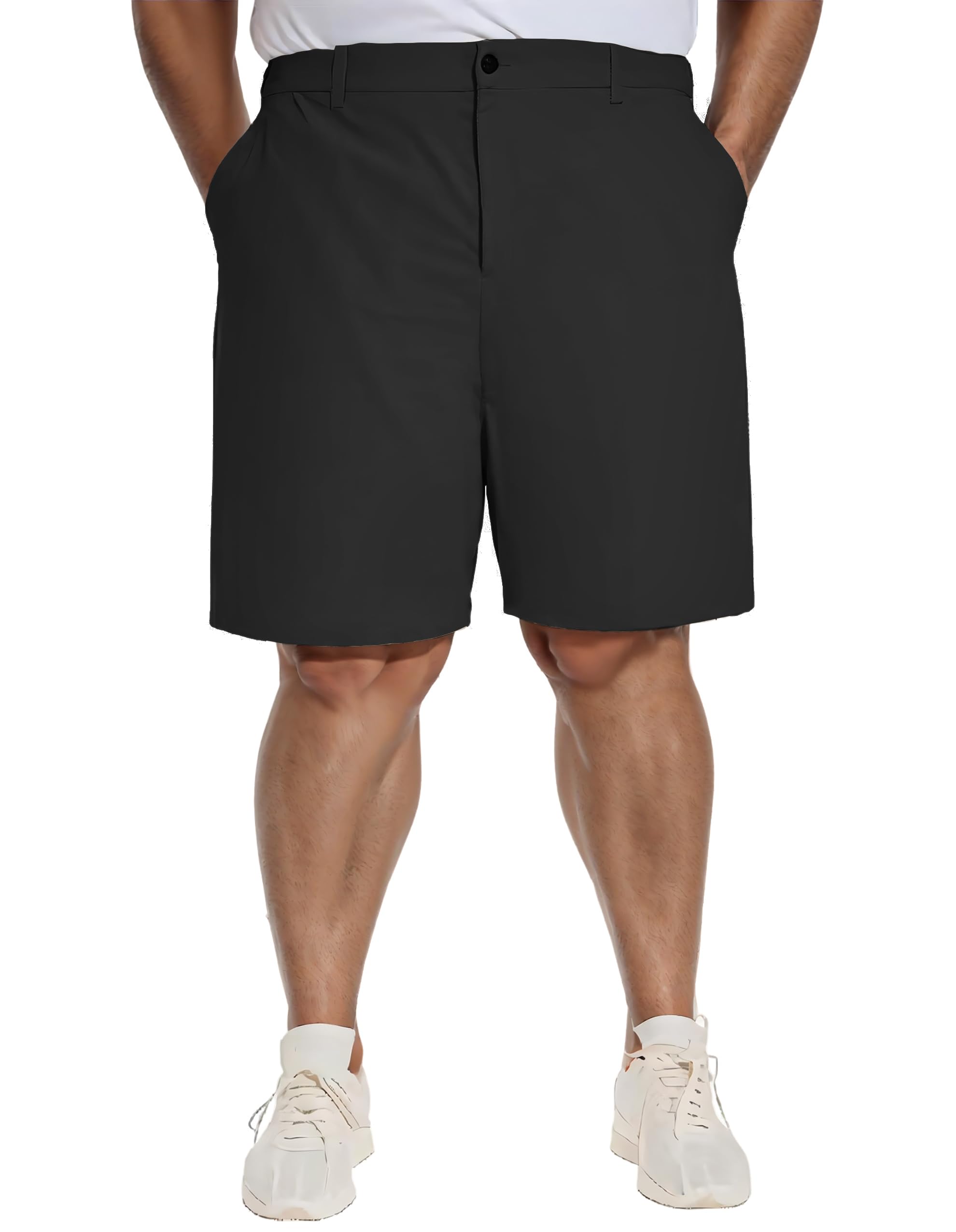 PULI Men's Big & Tall Golf Shorts Stretch 10 Inch Inseam Waterproof Lightweight Qiuck Dry Hiking Shorts