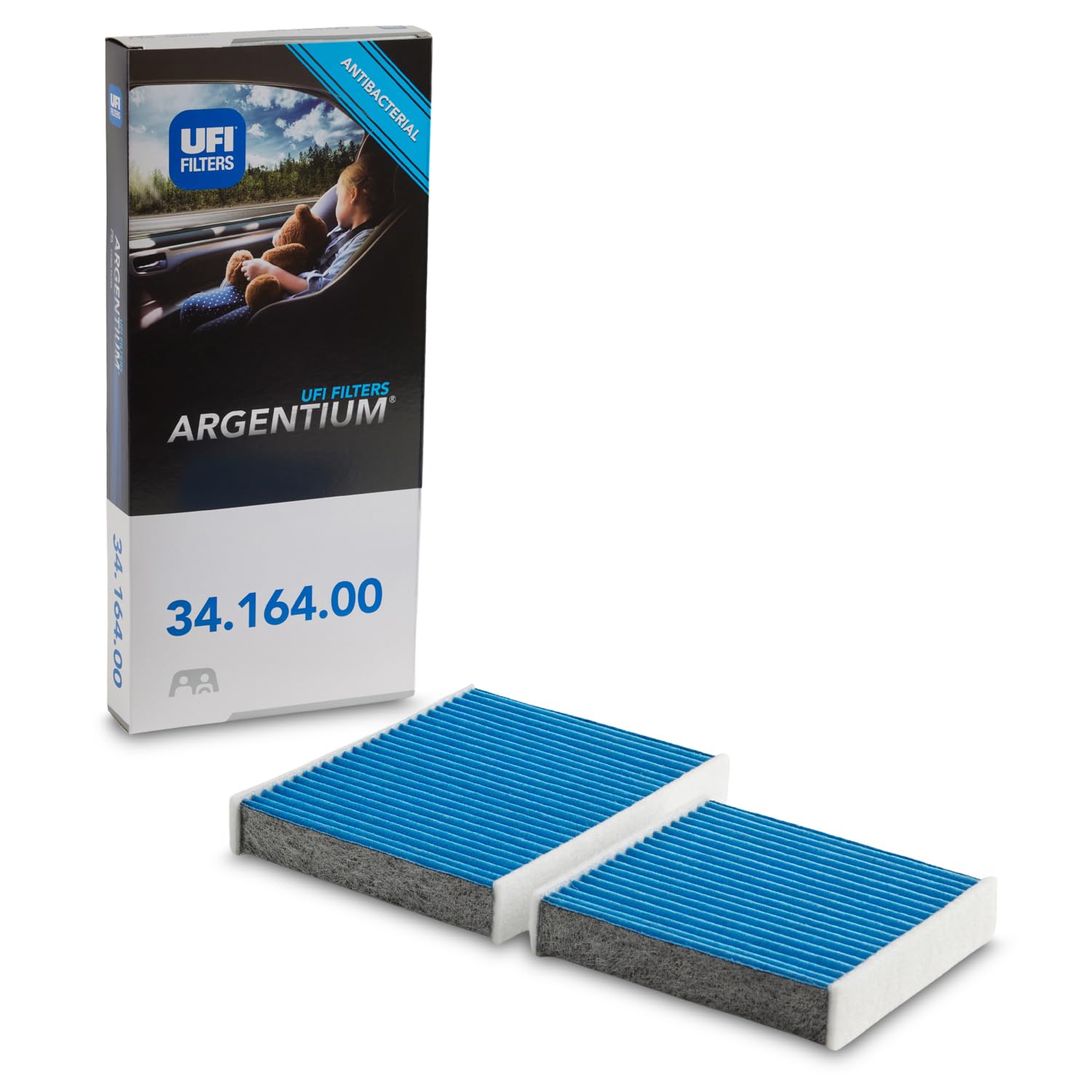 UFI Filters, Filtro Abitacolo ARGENTIUM 34.164.00, Filtro Abitacolo per Ricambio, Adatto a Auto, Applicabile su Diversi Modelli Citroen, DS Automobiles e Peugeot