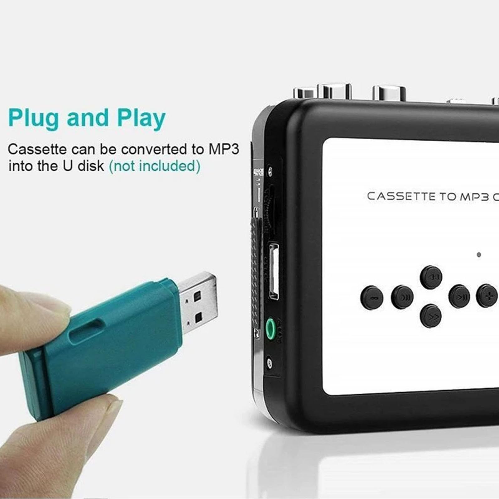 Przenośny Konwerter Magnetofonów Kasetowych, Kaseta z Dźwiękiem Stereo HiFi na MP3 za Pośrednictwem Karty SD, Wbudowany Mikrofon i Głośnik Odtwarzacz Kasetowy do Domowych