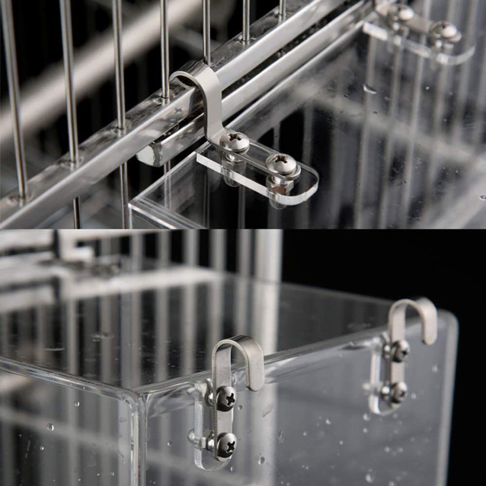 Baignoire à oiseaux Cage Bain d'oiseau Pet Oiseau avec Crochet de suspension en métal pour Perroquet Perroquet Douche Transparent pour la maison