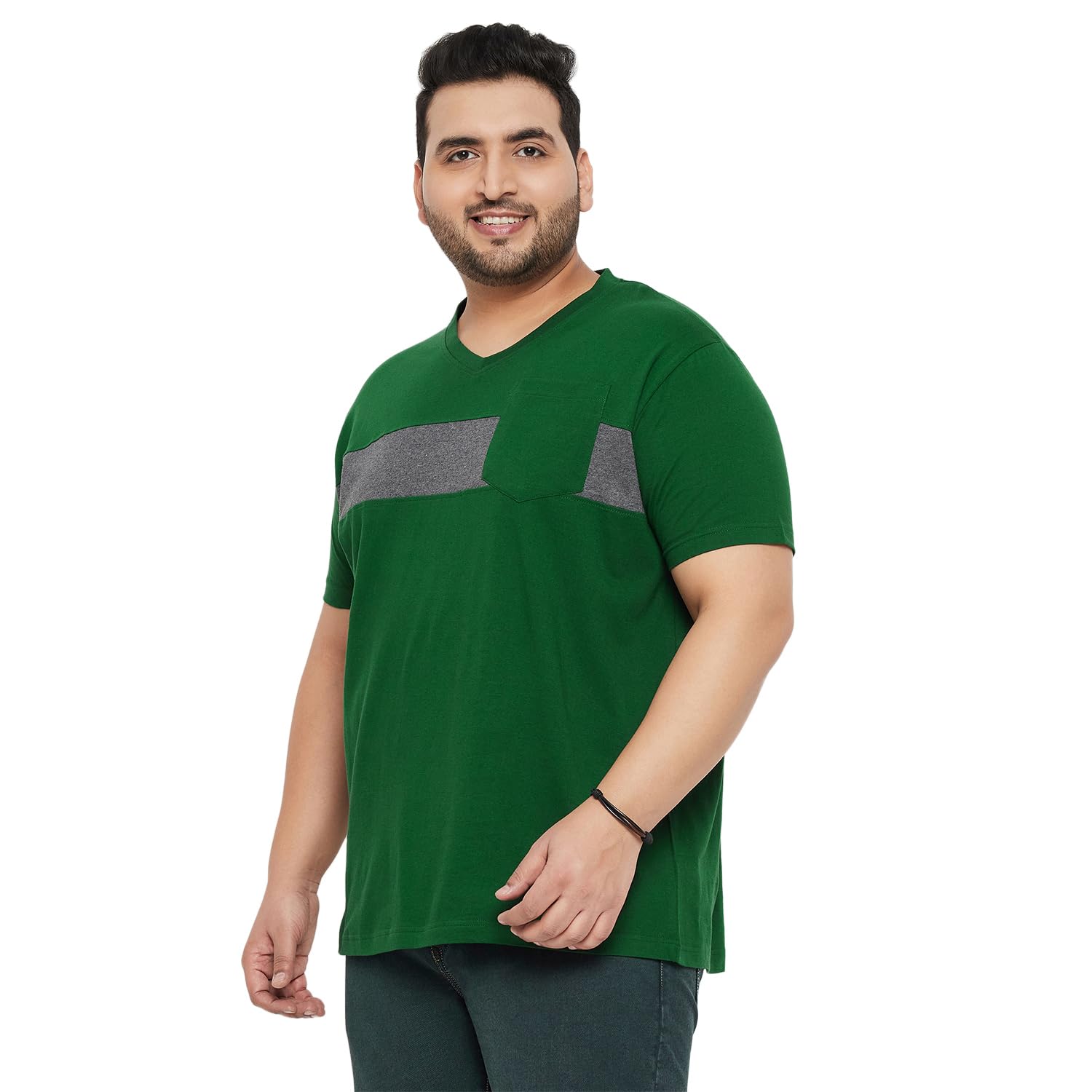 Bigbanana Męska gładka koszulka z dekoltem w serek o regularnym kroju plus size